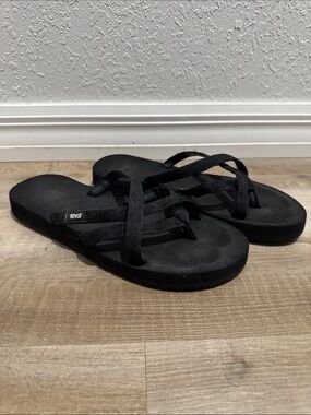 Teva Black Strappy Slide Sandals